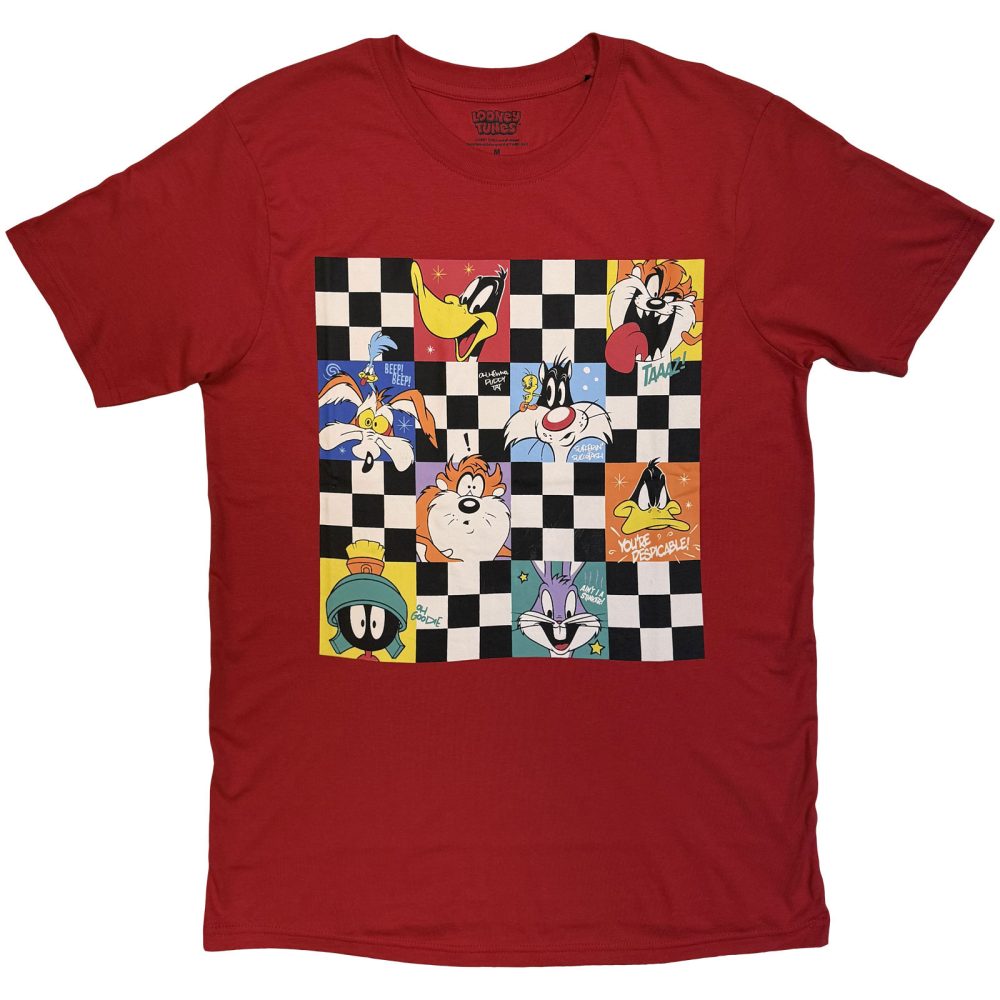 Looney Tunes - Checkered Characters Heren Tshirt - Rood